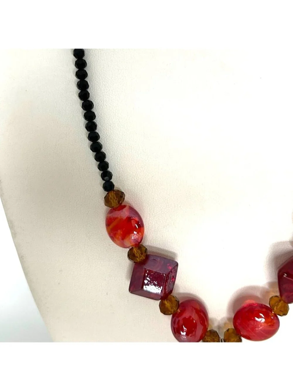 DayGlow Orange Necklace Glass & Acrylic Beads Glows Under Blacklight